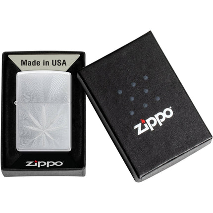 Zippo Lighter: Cannabis Leaf Design Satin Chrome | 46256
