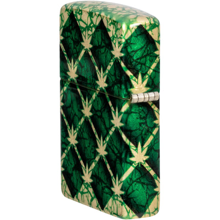 Zippo Lighter: Argyle Pattern Cannabis Leaf Design | 46265