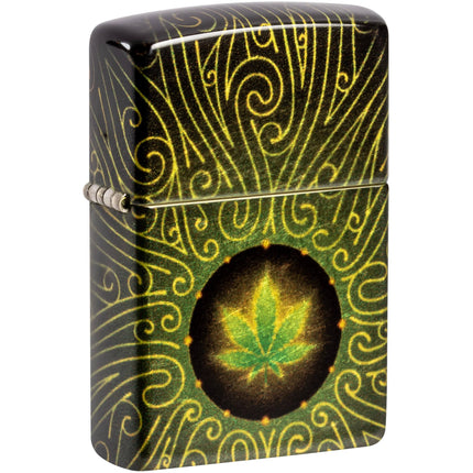 Zippo Lighter: Cannabis Leaf Maze Design | 46276