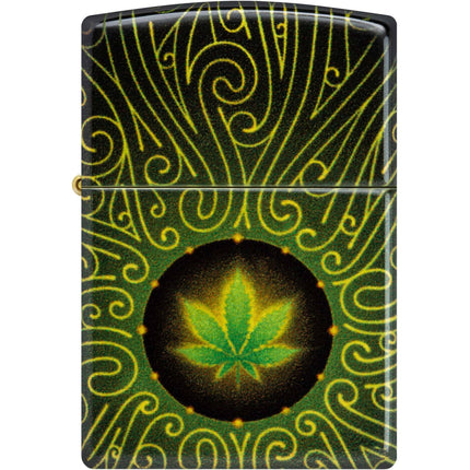 Zippo Lighter: Cannabis Leaf Maze Design | 46276
