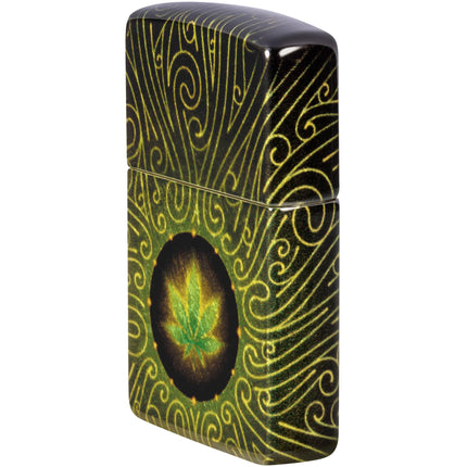Zippo Lighter: Cannabis Leaf Maze Design | 46276