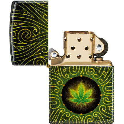 Zippo Lighter: Cannabis Leaf Maze Design | 46276