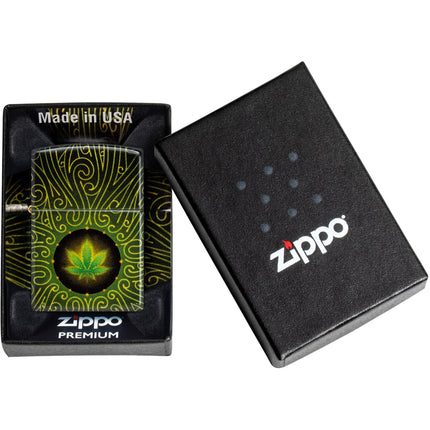 Zippo Lighter: Cannabis Leaf Maze Design | 46276