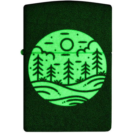 Zippo Windproof Lighter - Moonlit Field Design in Glow-in-the-Dark Finish | 46287