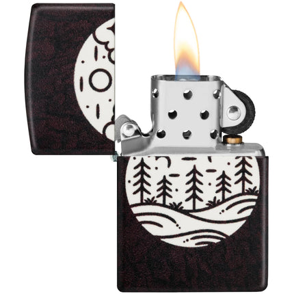 Zippo Windproof Lighter - Moonlit Field Design in Glow-in-the-Dark Finish | 46287