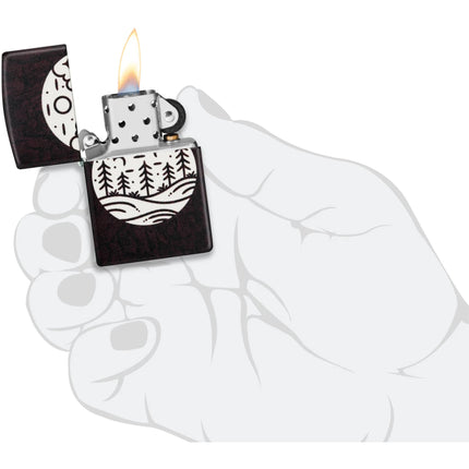 Zippo Windproof Lighter - Moonlit Field Design in Glow-in-the-Dark Finish | 46287