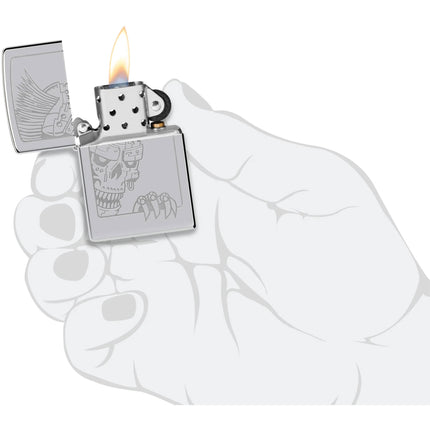 Zippo Lighter: Mohawk Skull Design | 46426