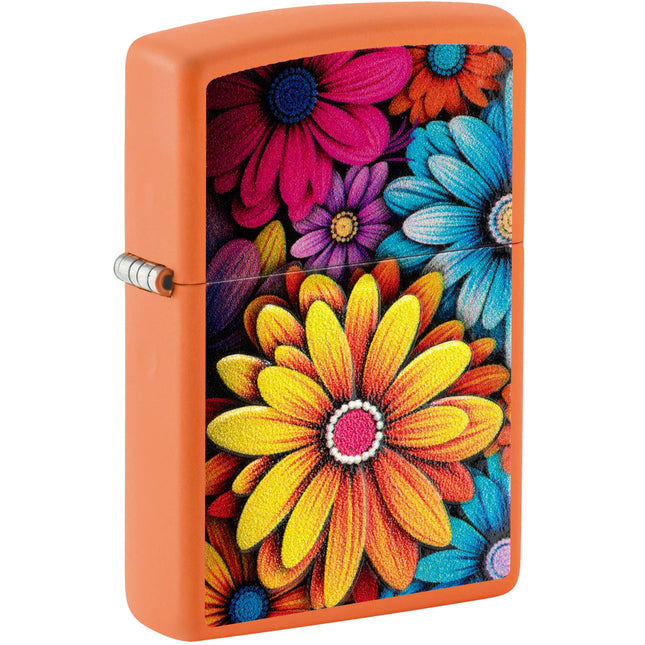 Zippo Lighter: Bouquet of Flowers Design Orange Matte | 46434
