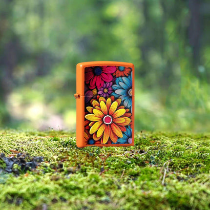 Zippo Lighter: Bouquet of Flowers Design Orange Matte | 46434