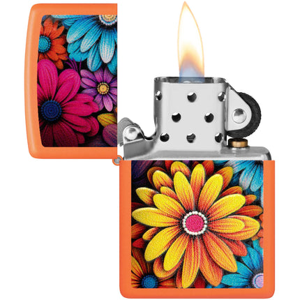 Zippo Lighter: Bouquet of Flowers Design Orange Matte | 46434