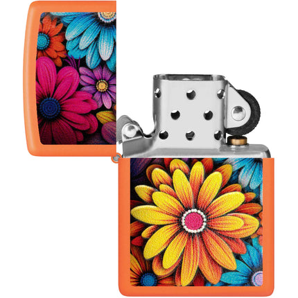 Zippo Lighter: Bouquet of Flowers Design Orange Matte | 46434