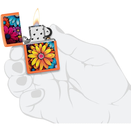 Zippo Lighter: Bouquet of Flowers Design Orange Matte | 46434