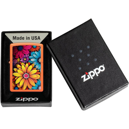 Zippo Lighter: Bouquet of Flowers Design Orange Matte | 46434