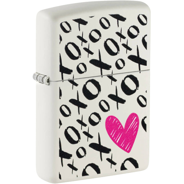 Zippo Lighter: Hugs and Kisses Design Classic White Matte | 46471