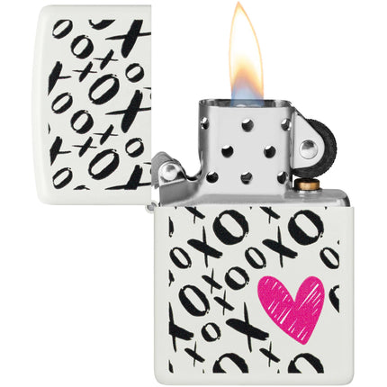 Zippo Lighter: Hugs and Kisses Design Classic White Matte | 46471