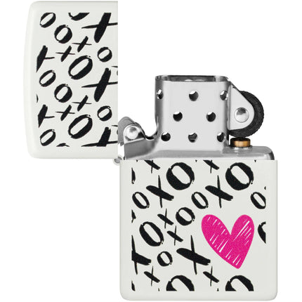 Zippo Lighter: Hugs and Kisses Design Classic White Matte | 46471