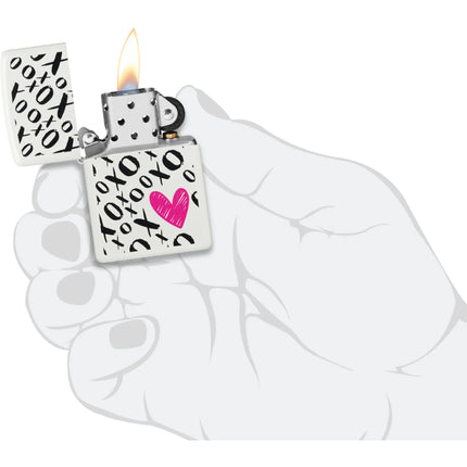 Zippo Lighter: Hugs and Kisses Design Classic White Matte | 46471
