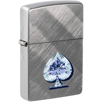 Zippo Lighter: Gleaming Crystalline Spade Design Diagonal Weave | 46472