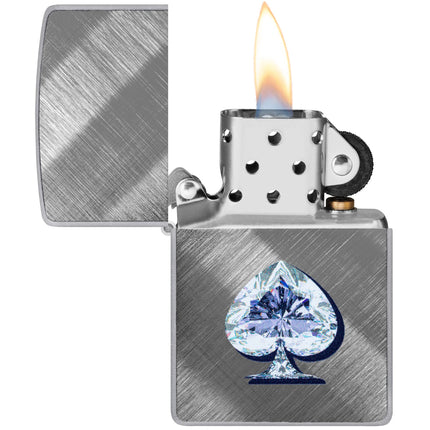 Zippo Lighter: Gleaming Crystalline Spade Design Diagonal Weave | 46472