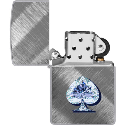 Zippo Lighter: Gleaming Crystalline Spade Design Diagonal Weave | 46472