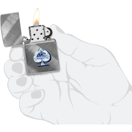 Zippo Lighter: Gleaming Crystalline Spade Design Diagonal Weave | 46472