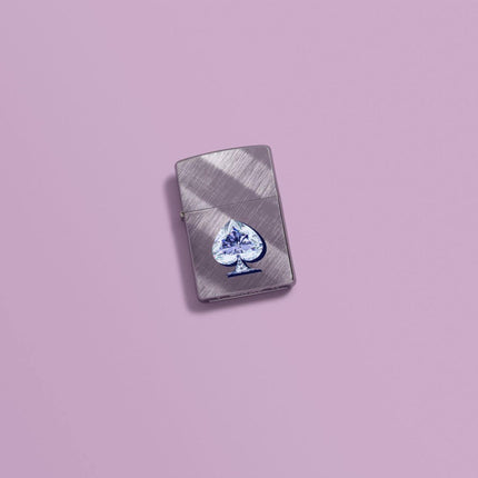 Zippo Lighter: Gleaming Crystalline Spade Design Diagonal Weave | 46472