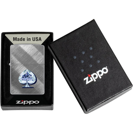 Zippo Lighter: Gleaming Crystalline Spade Design Diagonal Weave | 46472
