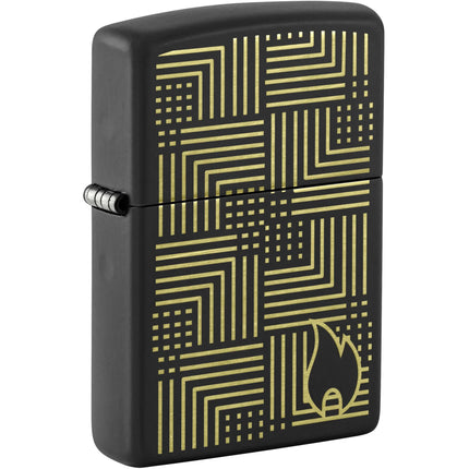 Zippo Lighter: Zippo Reflection Design Classic Black Matte Finish | 46478
