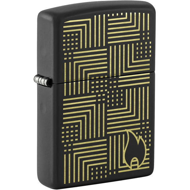 Zippo Lighter: Zippo Reflection Design Classic Black Matte Finish | 46478
