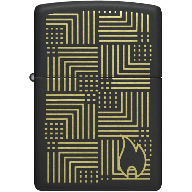 Zippo Lighter: Zippo Reflection Design Classic Black Matte Finish | 46478