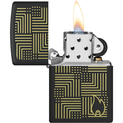 Zippo Lighter: Zippo Reflection Design Classic Black Matte Finish | 46478