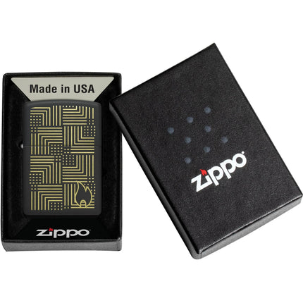 Zippo Lighter: Zippo Reflection Design Classic Black Matte Finish | 46478