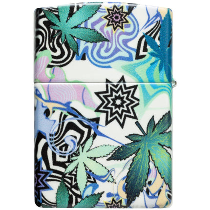 Zippo Lighter: Abstract Cannabis Leaves Design 540 Color Finish | 46562