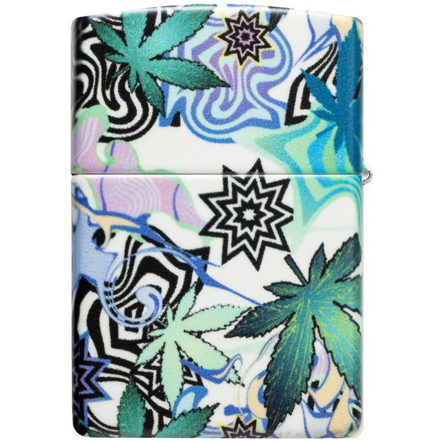 Zippo Lighter: Abstract Cannabis Leaves Design 540 Color Finish | 46562