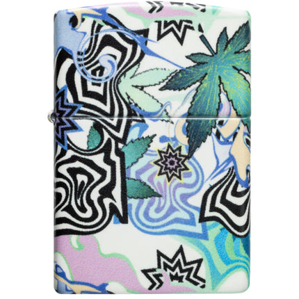 Zippo Lighter: Abstract Cannabis Leaves Design 540 Color Finish | 46562