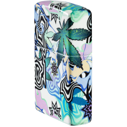 Zippo Lighter: Abstract Cannabis Leaves Design 540 Color Finish | 46562