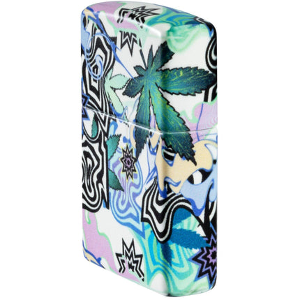 Zippo Lighter: Abstract Cannabis Leaves Design 540 Color Finish | 46562