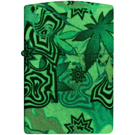 Zippo Lighter: Abstract Cannabis Leaves Design 540 Color Finish | 46562