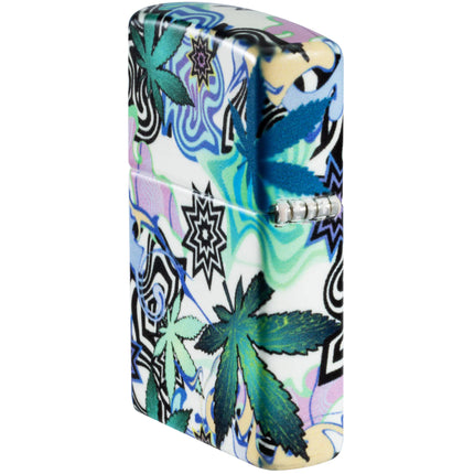 Zippo Lighter: Abstract Cannabis Leaves Design 540 Color Finish | 46562