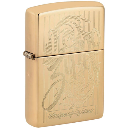 Zippo Lighter: Swirling Filigree Design Classic High Polish Brass | 46568