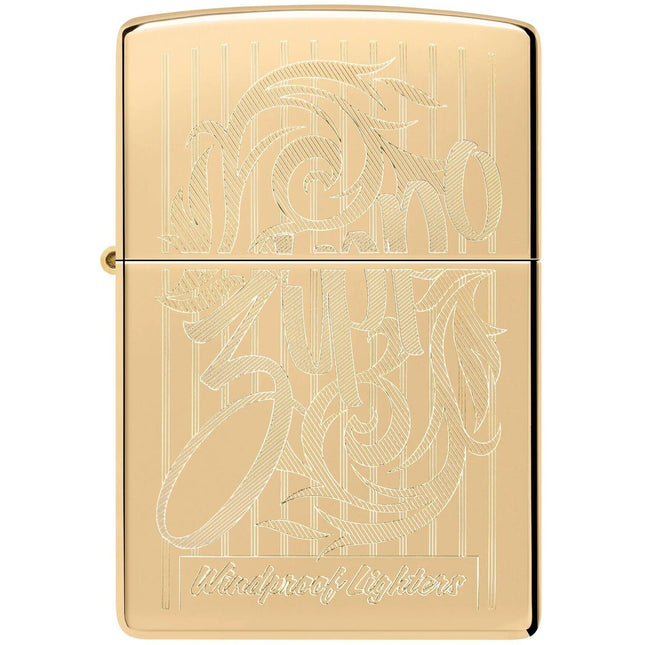 Zippo Lighter: Swirling Filigree Design Classic High Polish Brass | 46568