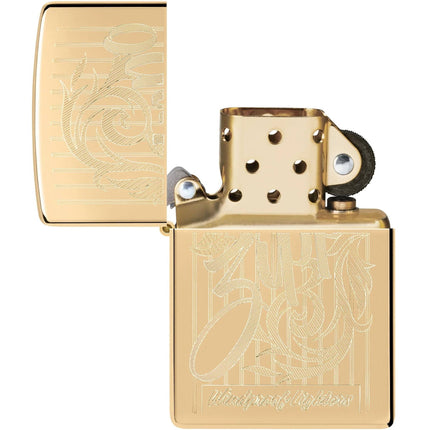 Zippo Lighter: Swirling Filigree Design Classic High Polish Brass | 46568