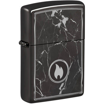 Zippo Lighter: Marble Flame Design Black | 46571