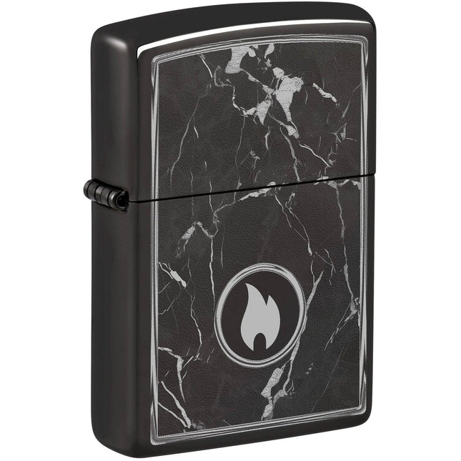 Zippo Lighter: Marble Flame Design Black | 46571