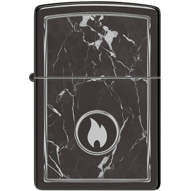 Zippo Lighter: Marble Flame Design Black | 46571