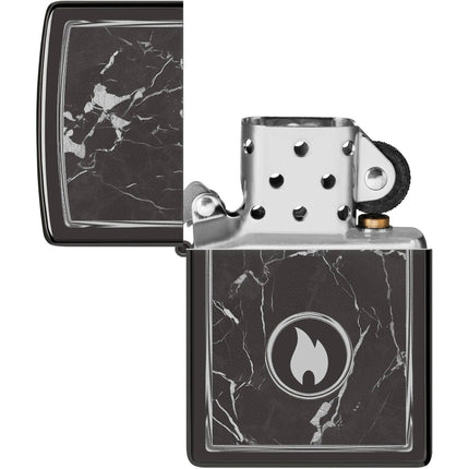 Zippo Lighter: Marble Flame Design Black | 46571