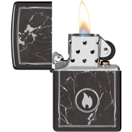 Zippo Lighter: Marble Flame Design Black | 46571