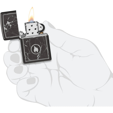 Zippo Lighter: Marble Flame Design Black | 46571