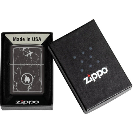 Zippo Lighter: Marble Flame Design Black | 46571