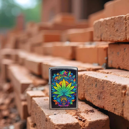 Zippo Lighter: Captivating Cannabis Design Intricate Multi Color | 46575